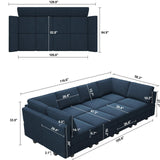 Belffin Modular Sectional Sofa with Ottomans Velvet Reversible Sleeper Chaise Bed Storage Seat Black