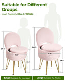 GREENSTELL Small Vanity Stool Chair with Storage and Folding Back, 13" x 13" x 17.7" Faux Fur Soft Ottoman for Teenager, 4 Metal Legs with Anti-Slip Feet, Furry Padded Seat for Makeup, Bedroom, White