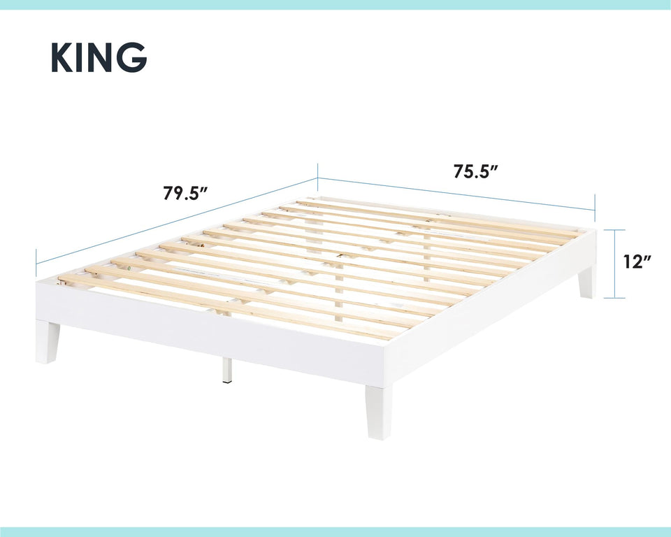 Mellow Naturalista Classic 12-Inch Solid Wood Platform Bed | Wooden Slats, No Box Spring Needed, Easy Assembly | Full, Espresso