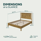 Bme Vivian 14 Inch Deluxe Bed Frame with Headboard, Rustic & Scandinavian Style with Solid Acacia Wood, No Box Spring Needed, 12 Strong Wood Slat Support, Easy Assembly, King, Rustic Golden Brown