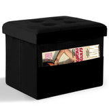 LINMAGCO Ottoman Storage Ottoman with Storage Small Foot Rest Stool Under Desk Stool Short Folding Footrest Linen Cloth Dark Gray 16X12X12IN