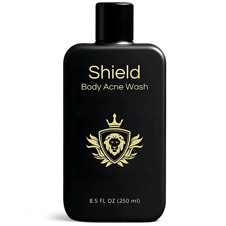 Shield Men's Acne Body Wash for Back, Chest & Shoulders - 4% Benzoyl Peroxide Body Wash, Clears Breakouts & Acne Scars – Unscented with Niacinamide, Glycolic Acid & Ceramides, 8.5 oz