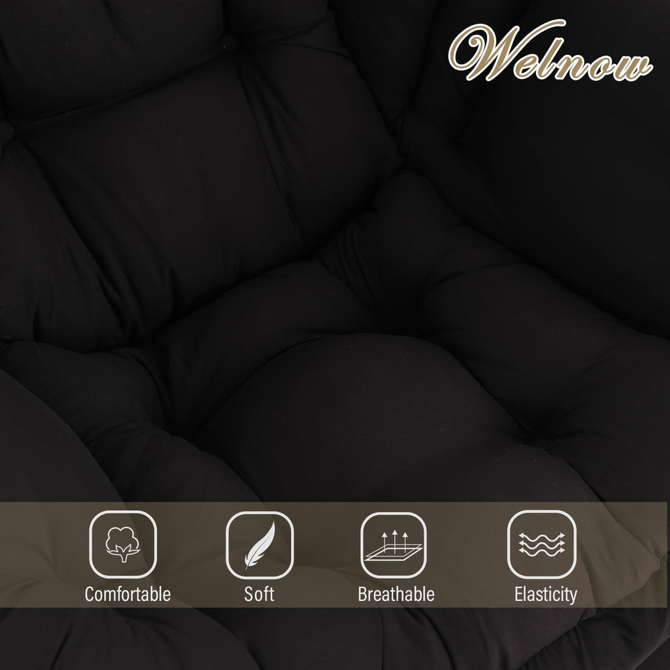 Welnow Lazy Chair with Ottoman, Modern Lounge Accent Chair with Armrests and a Side Pocket, Leisure Sofa Armchair, Reading Armchair with Footrest for Small Space, Dark Grey