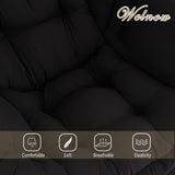 Welnow Lazy Chair with Ottoman, Modern Lounge Accent Chair with Armrests and a Side Pocket, Leisure Sofa Armchair, Reading Armchair with Footrest for Small Space, Dark Grey