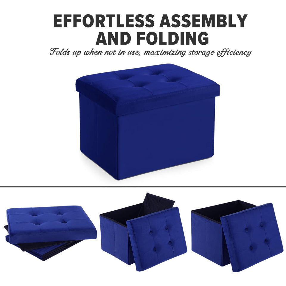 LINMAGCO Ottoman Storage Ottoman with Storage Small Foot Rest Stool Under Desk Stool Short Folding Footrest Linen Cloth Dark Gray 16X12X12IN