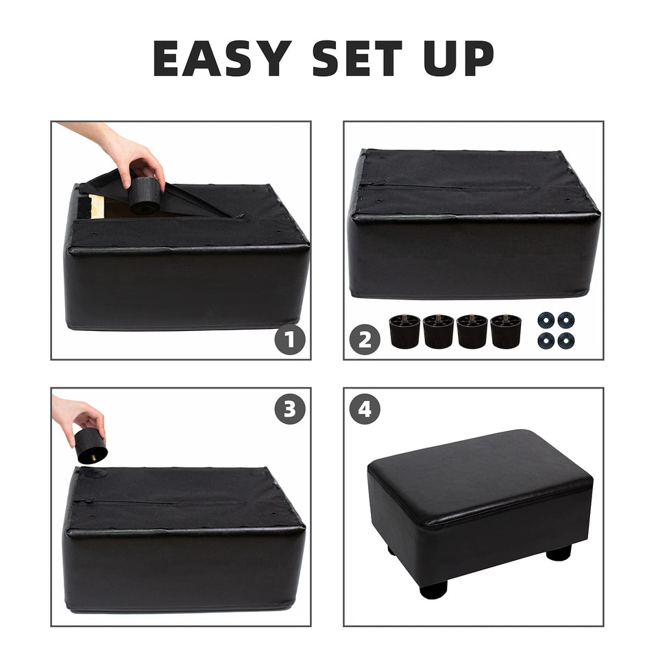 CAROLMADE Small Foot Stool Ottoman Footstool with Legs Under Desk Footrest for Living Room Bedroom and Office, Soft Ivory White