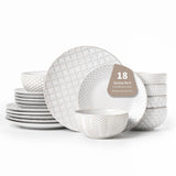 FOBENTA 24 Piece Dinnerware Sets for 8, Premium Stoneware Plates and Bowls Sets, Microwave & Dishwasher Safe, Elegant Dishes for Entertaining & Special Occasions – A Stunning Gift for Large Families