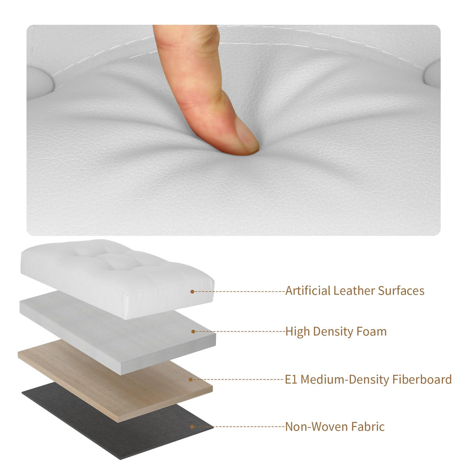 Storage Ottoman Foot Rest Stool, Foldable Leather Footstool Storage Bench with Thicker Foam Padded Seat. Foot Rest Under Desk for Living Room Bedroom 350 lbs, 17x13x13 in, Brown