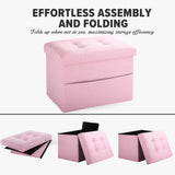 LINMAGCO Ottoman Storage Ottoman with Storage Small Foot Rest Stool Under Desk Stool Short Folding Footrest Linen Cloth Dark Gray 16X12X12IN