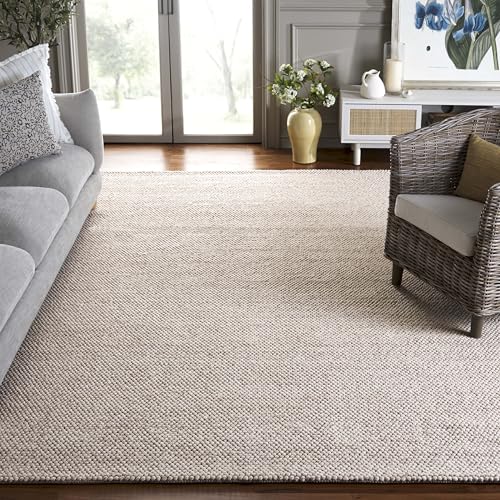 SAFAVIEH Area Rug 8x10 - Natura Collection - Large - Beige & Ivory, Handmade Wool Blend, Textured Design, Ideal for Living Room, Bedroom, Dining Space (NAT425B)