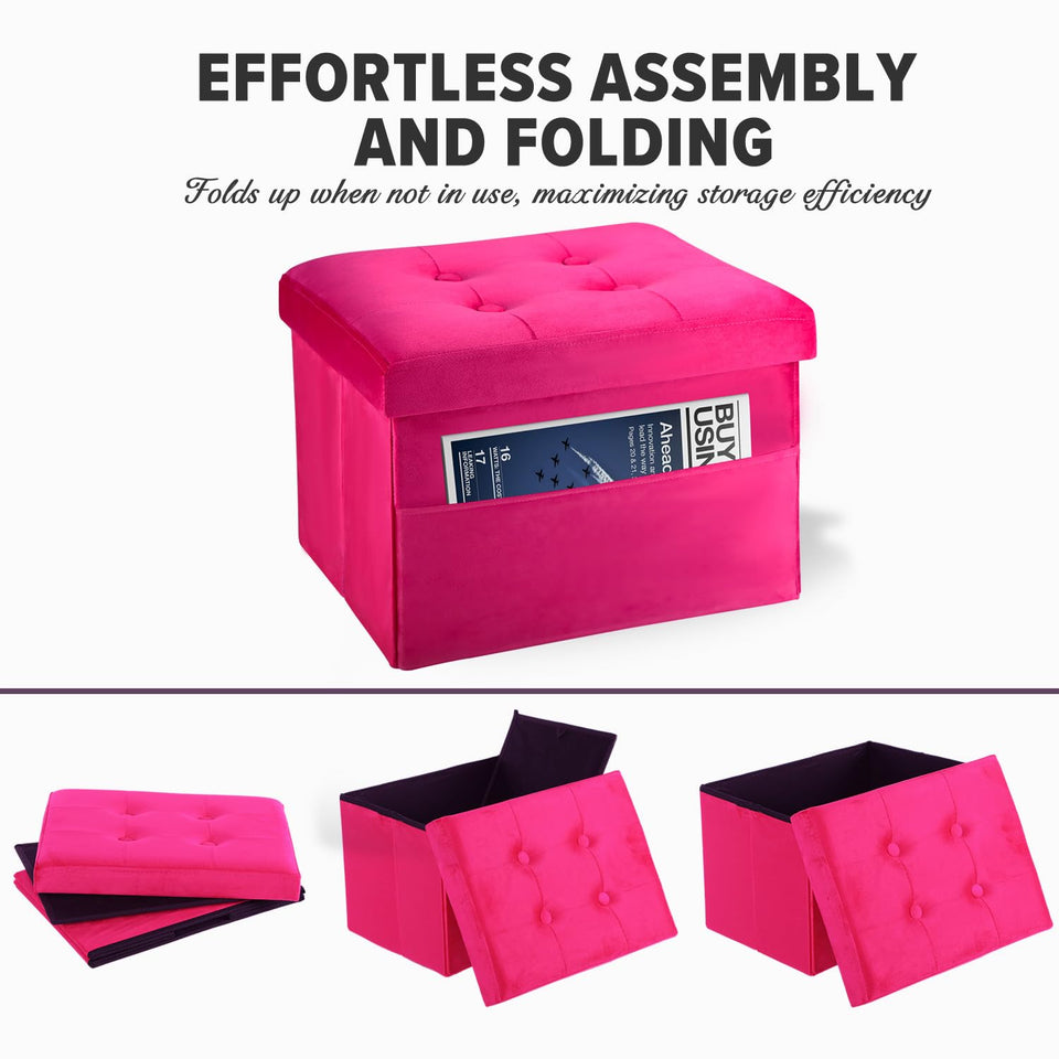 LINMAGCO Ottoman Storage Ottoman with Storage Small Foot Rest Stool Under Desk Stool Short Folding Footrest Linen Cloth Dark Gray 16X12X12IN