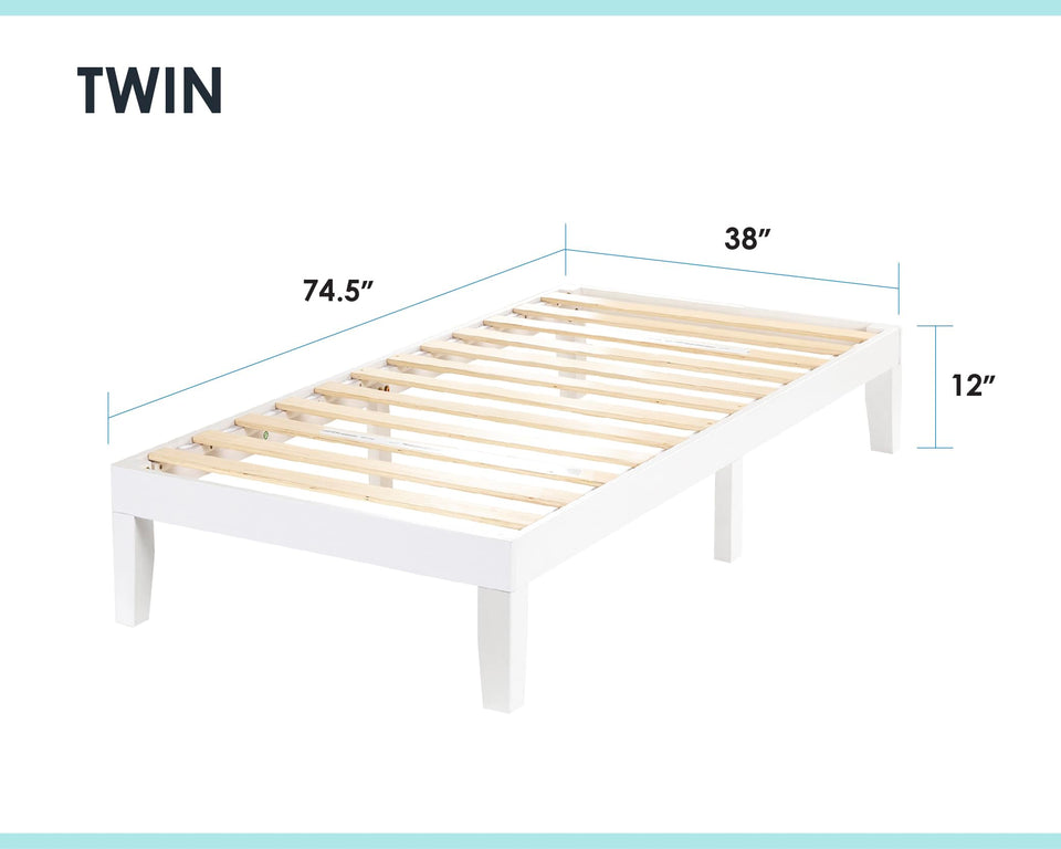 Mellow Naturalista Classic 12-Inch Solid Wood Platform Bed | Wooden Slats, No Box Spring Needed, Easy Assembly | Full, Espresso