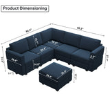 Belffin Modular Sectional Sofa with Ottomans Velvet Reversible Sleeper Chaise Bed Storage Seat Black