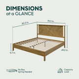 Bme Vivian 14 Inch Deluxe Bed Frame with Headboard, Rustic & Scandinavian Style with Solid Acacia Wood, No Box Spring Needed, 12 Strong Wood Slat Support, Easy Assembly, King, Rustic Golden Brown