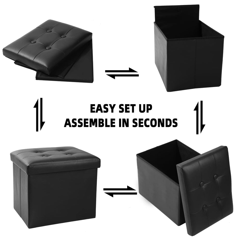 ALASDO Storage Ottoman Footrest Stool Small Ottoman with Storage Foldable Ottomans Foot Rest Footstool Bench for Living Room 17x13x13inches Grey