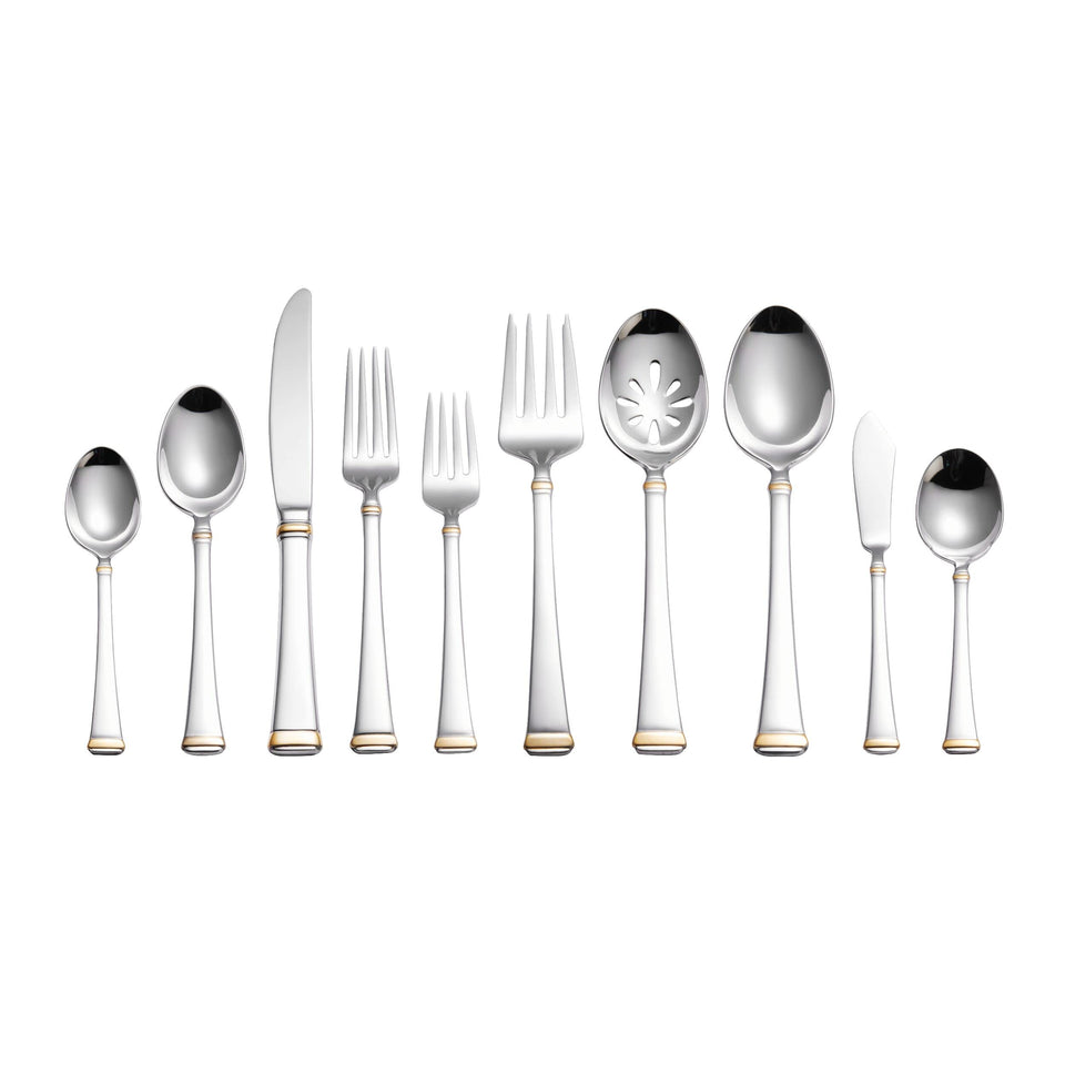 Mikasa Bravo 65-Piece Flatware Set for 12, 18/10 Stainless Steel Silverware with Full Service, Includes Forks, Knives, Spoons, and Serving Utensils