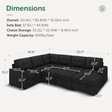 HONBAY Sectional Sleeper Sofa Pull Out Bed with Storage Chaise, Sectional Sofa Couch, Sleeper Couch Bed for Living Room, Dark Grey