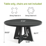 LITTLE TREE Round Dining Table for 4-6 People, 47 Inches Dining Room Table with Wooden Pedestal Base, Brown Dinner Tables, Circle Kitchen Tables for Dining Room, Kitchen, Living Room(Table Only)