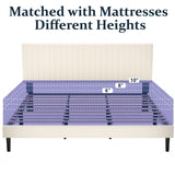 HAOARA King Size Bed Frame,King Size Platform Bed Frame and Velvet Upholstered Headboard with Strong Wood Slats, Box Spring Optional, Mattress Foundation, Easy Assembly Beige