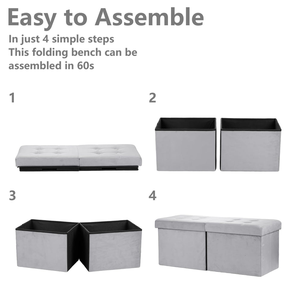 AmasSmile Footrest Ottoman Bench with Storage,34Inch Black Leather Footstool, Coffee Table, Padded Seat, Storage Chest,Blanket Store with Flipping Lid for Livingroom and Bedroom