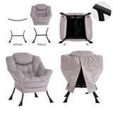 Welnow Lazy Chair with Ottoman, Modern Lounge Accent Chair with Armrests and a Side Pocket, Leisure Sofa Armchair, Reading Armchair with Footrest for Small Space, Dark Grey