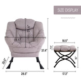 Welnow Lazy Chair with Ottoman, Modern Lounge Accent Chair with Armrests and a Side Pocket, Leisure Sofa Armchair, Reading Armchair with Footrest for Small Space, Dark Grey