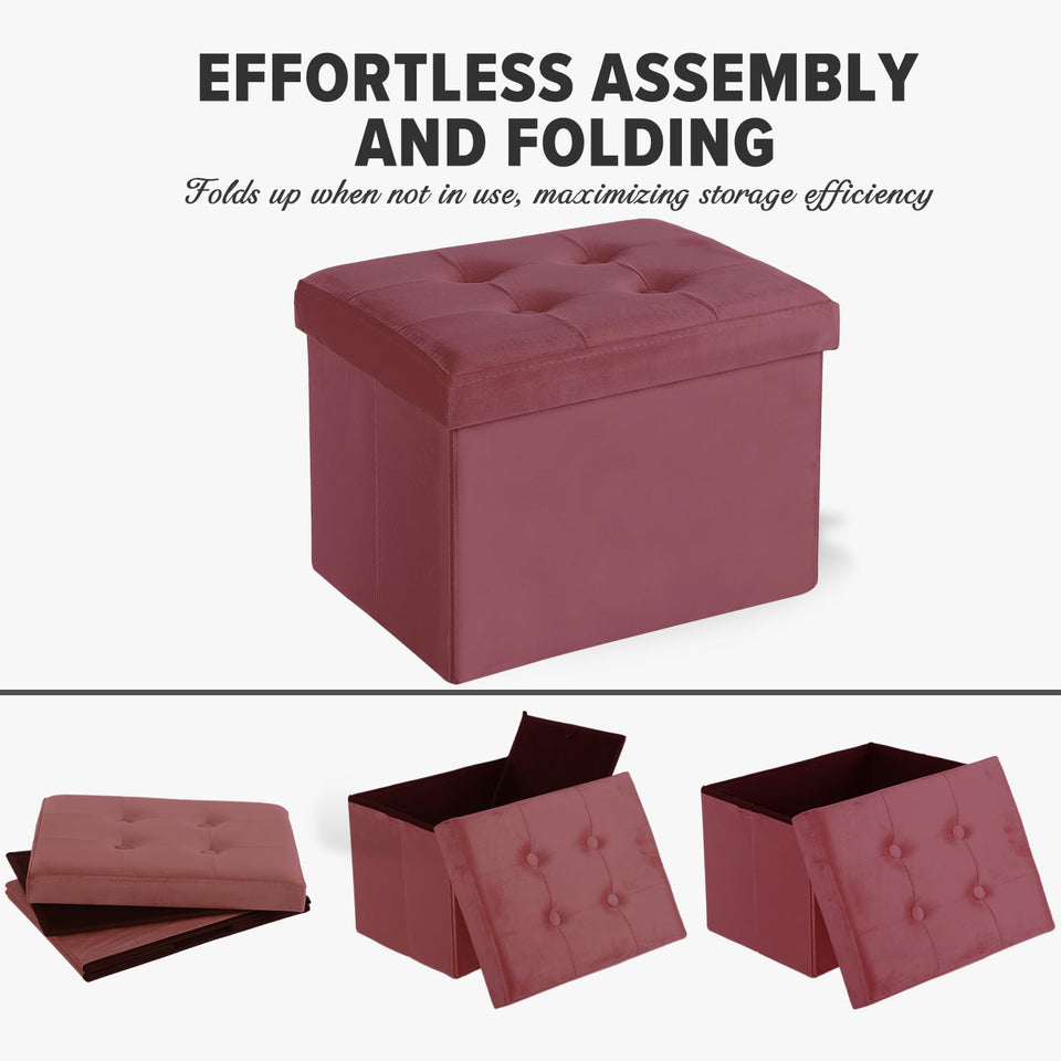 LINMAGCO Ottoman Storage Ottoman with Storage Small Foot Rest Stool Under Desk Stool Short Folding Footrest Linen Cloth Dark Gray 16X12X12IN