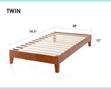 Mellow Naturalista Classic 12-Inch Solid Wood Platform Bed | Wooden Slats, No Box Spring Needed, Easy Assembly | Full, Espresso