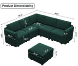 Belffin Modular Sectional Sofa with Ottomans Velvet Reversible Sleeper Chaise Bed Storage Seat Black