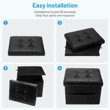 Bsketa Storage Ottoman, Folding Foot Stool with Thicker Foam Padded Seat Small Leather Storage Ottoman Bench Foot Rest for Living Room Foldable Coffee Table 17x13x13in,Black