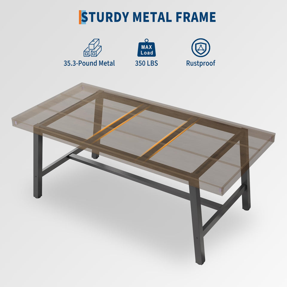 GarveeHome Industrial Dining Table for 6-8 People, 70.87" Long Wooden Kitchen Table with Sturdy Metal Frame & Rustic Brown Finish (Brown, 70.87" Long)