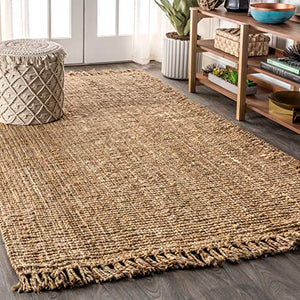 JONATHAN Y Handwoven Jute Fringe Natural Indoor Area Rug, 8x10, Pata, Bohemian, Rustic, Cottage, Easy-Cleaning for Living Room, Bedroom, Kitchen, Non-Shedding (NRF103A-8)