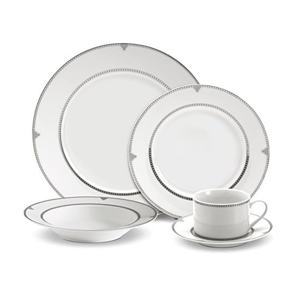 Mikasa Parchment 40-Piece Dinnerware Set, Service for 8, Durable Porcelain Plates, Bowls, and Mugs with Contemporary Design, Dishwasher Safe