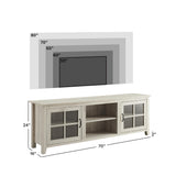 Walker Edison Portsmouth Classic 2 Glass Door TV Stand for TVs up to 80 Inches, 70 Inch, Dark Walnut