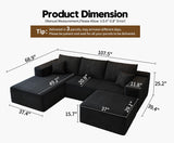 135.4" Cloud Modular Sectional Couch with 1 Ottoman,Modern Minimalist Upholstered Couches, Comfort U Shaped Sofa for Living Room,Deep Seat Corner Couch，No Assembly Required (Black,Left Facing Chaise)