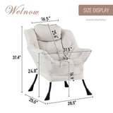 Welnow Lazy Chair with Ottoman, Modern Lounge Accent Chair with Armrests and a Side Pocket, Leisure Sofa Armchair, Reading Armchair with Footrest for Small Space, Dark Grey