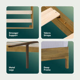 Bme Vivian 14 Inch Deluxe Bed Frame with Headboard, Rustic & Scandinavian Style with Solid Acacia Wood, No Box Spring Needed, 12 Strong Wood Slat Support, Easy Assembly, King, Rustic Golden Brown