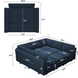 Belffin Modular Sectional Sofa with Ottomans Velvet Reversible Sleeper Chaise Bed Storage Seat Black