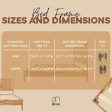 Bme Vivian 14 Inch Deluxe Bed Frame with Headboard, Rustic & Scandinavian Style with Solid Acacia Wood, No Box Spring Needed, 12 Strong Wood Slat Support, Easy Assembly, King, Rustic Golden Brown