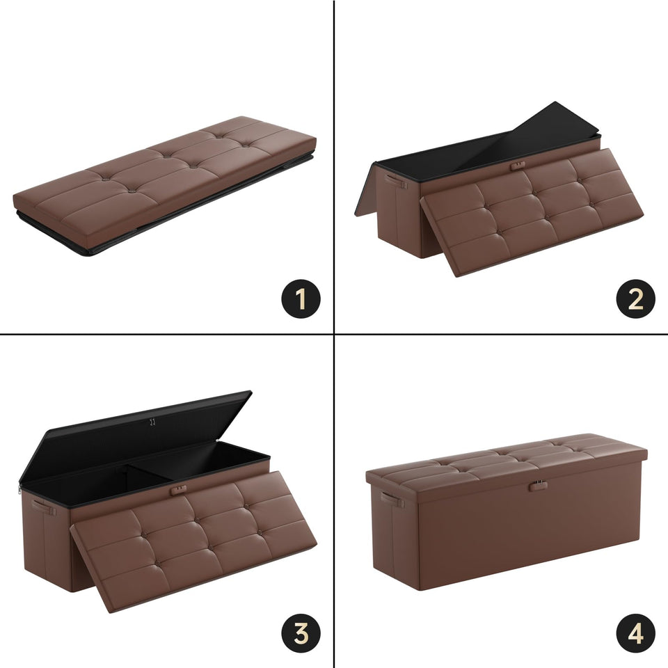 DocSafe Storage Ottoman with Lock,Fireproof Folding Ottoman Foot Rest Stool Storage Chest with Storage Safe for Important Documents,Waterproof 17 Inches Short Ottoman Foot Stool with Handles,Black