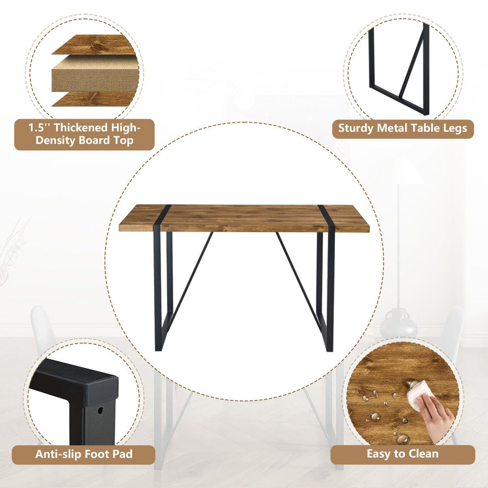 MUUOKY Dining Table Set for 4, Modern 55'' Wood Dinette Table Set for 4 with Fabric Dining Chairs,Table and Chairs Set of 4,Ideal for Kitchen Dining Room