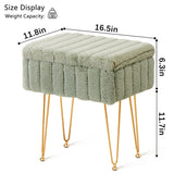Wimarsbon Storage Ottoman, Vanity Stools with Metal Legs, 16.5" x 11.8" x 18" Modern Faux Mink Fur Footstool, Makeup Chair with Anti-Slip Feet, Accent Table,Footrest,Storage Bench for Bedroom