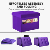 LINMAGCO Ottoman Storage Ottoman with Storage Small Foot Rest Stool Under Desk Stool Short Folding Footrest Linen Cloth Dark Gray 16X12X12IN