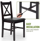 FDW | 5-Piece Solid Wood Dining Table Set for 4 | Brown | Pine Kitchen Table with Upholstered Chairs | Space-Saving Design | Smooth Easy-to-Clean Surface | for Dining Room, Apartment, Restaurant