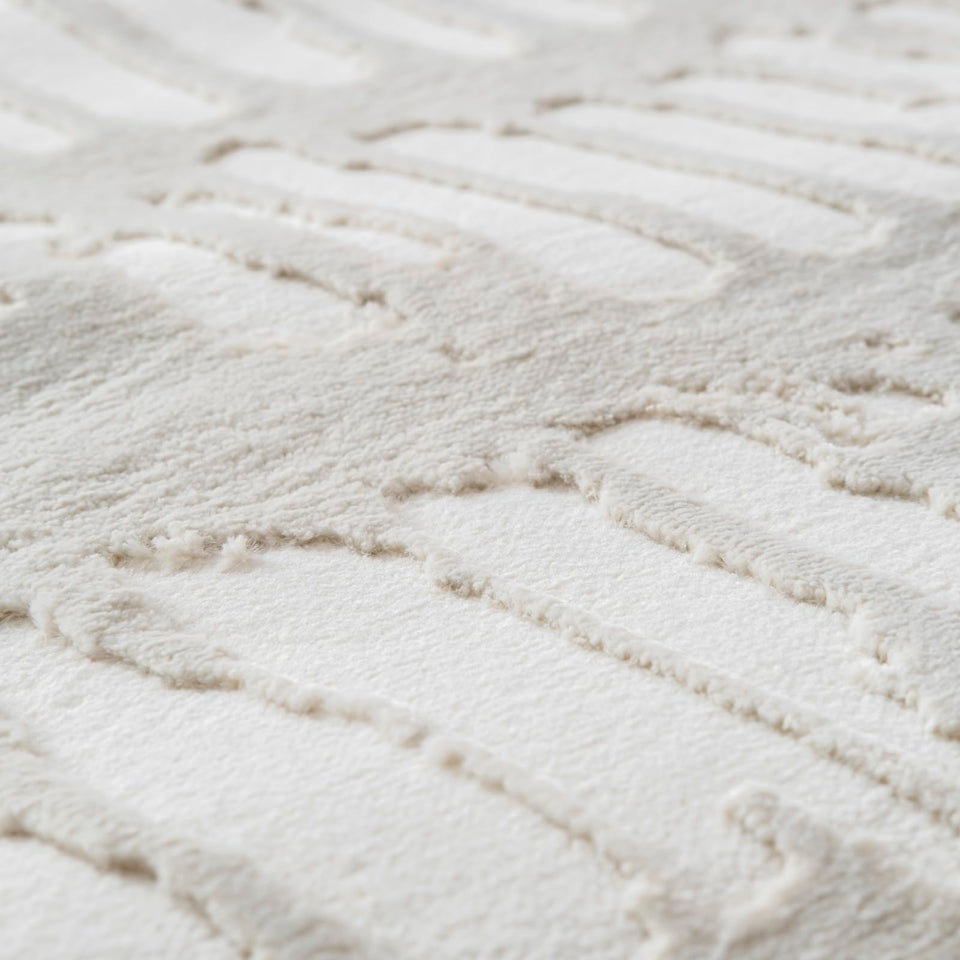 Revival Rugs Shell 5'3"x7'10" Washable Area Rug for Living Room Bedroom - 100% Recycled Oeko-TEX Certified, Medium Pile, Beige, Cream