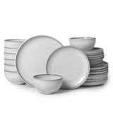 Pokini 24 Piece Dinnerware Sets for 8, Modern Stoneware Plates and Bowls Setst, Perfect for Family Gatherings & Holiday Celebrations, Easy Cleaning Dishes Set, Stack Compactly Dishware, Brown Green