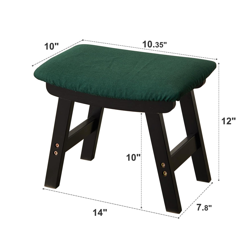 Foot Stool,Ottoman,Bamboo Small Sofa Foot Rest Under Desk,Extra Seating for Living Room, Bedroom and Kitchen(Brown Stool Legs - Beige Surface)