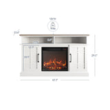 BELLEZE Traditional 58" Rustic TV Stand with 23" Electric Fireplace Heater with Sound, Media Entertainment Center Console Table for TV up to 65" with Open Storage Shelves and Cabinets - Espresso