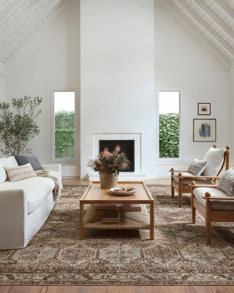 Loloi Amber Lewis Billie Collection, Ink & Salmon 10'-0" x 14'-0" Area Rug – Antique & Distressed Accent Rugs for Living Room, Bedroom, Entryway & Hallway, No Shed High Traffic Area Home Decor Rug