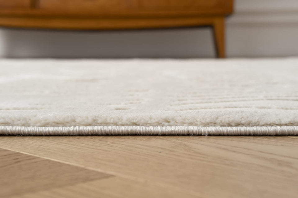 Revival Rugs Shell 5'3"x7'10" Washable Area Rug for Living Room Bedroom - 100% Recycled Oeko-TEX Certified, Medium Pile, Beige, Cream